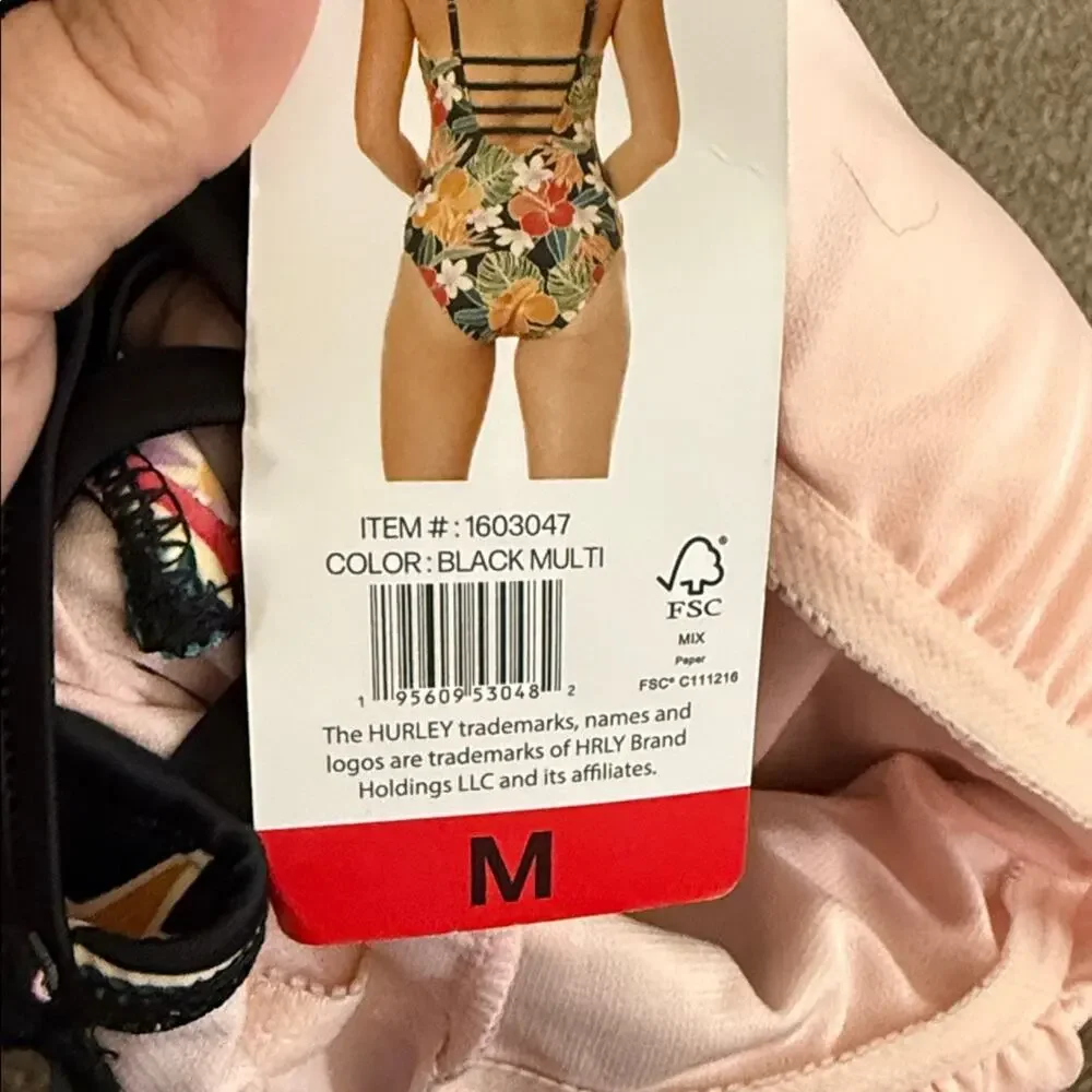 NWT HURLEY padded floral one piece vacation spring break summer swimsuit M